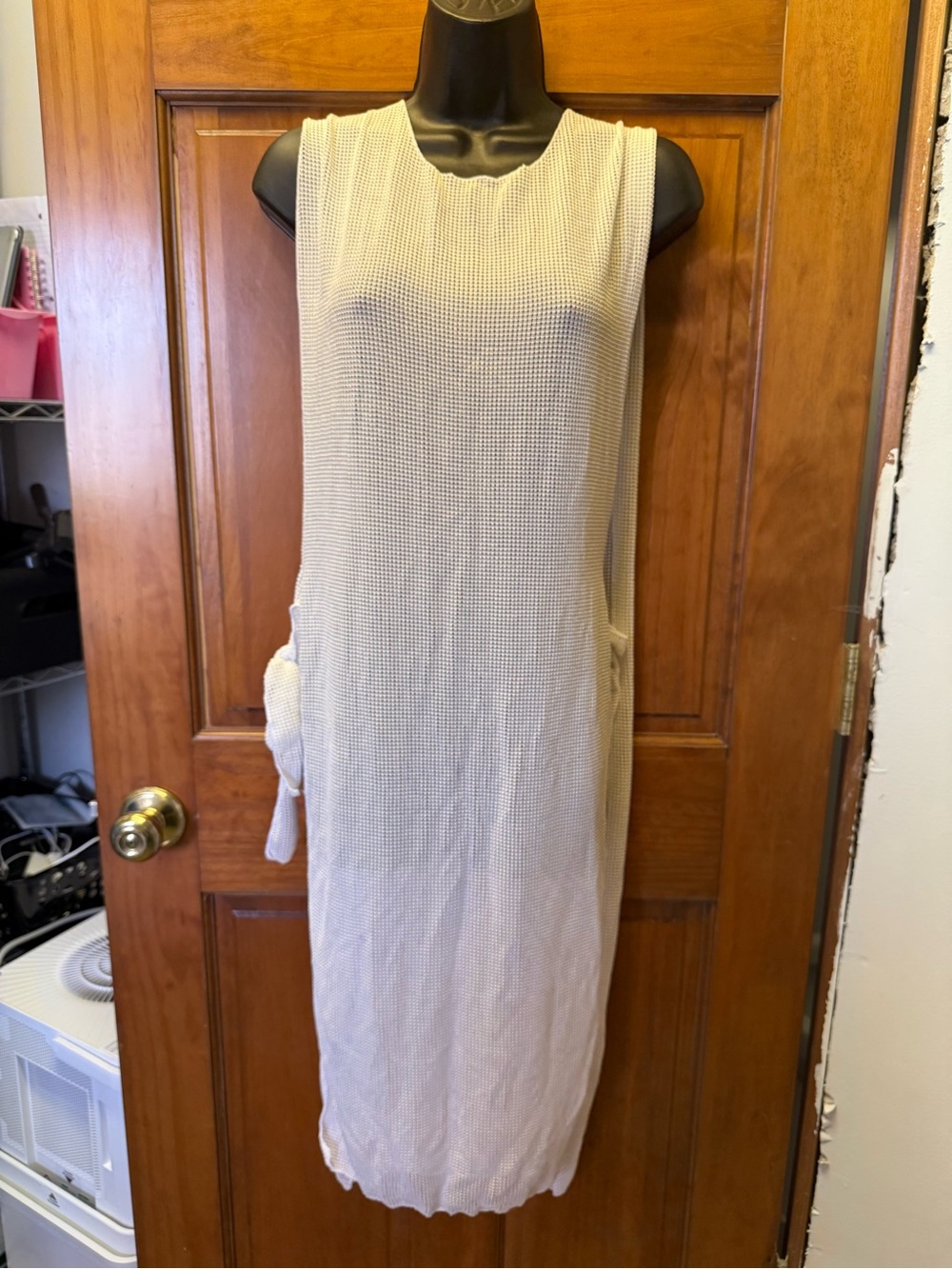 SHEIN Cream Knit Sleeveless Swim Coverup